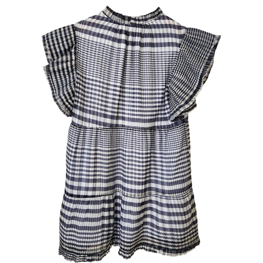 Marie Oliver Bay Dress Organdy Check Blue White Gingham Ruffle Coquette Feminine - Picture 2 of 12
